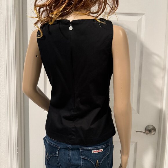 White House Black Market Sleeveless Geo Cutout Tank Top Back Zipper Sz 0 EUC - Picture 6 of 8